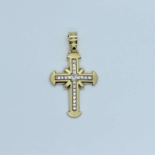 Σταυρός Τριάντος Κίτρινος & Λευκός Χρυσός 14Κ ΚΜΛ-1119