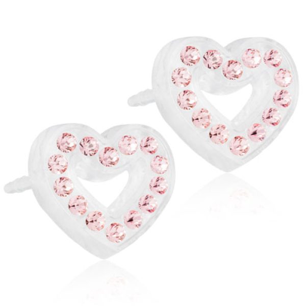 Earrings Blomdahl Medical Plastic 10mm Brilliance Heart Hollow Light Rose